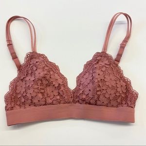 H&M lace bralette bra dusty rose color size 2